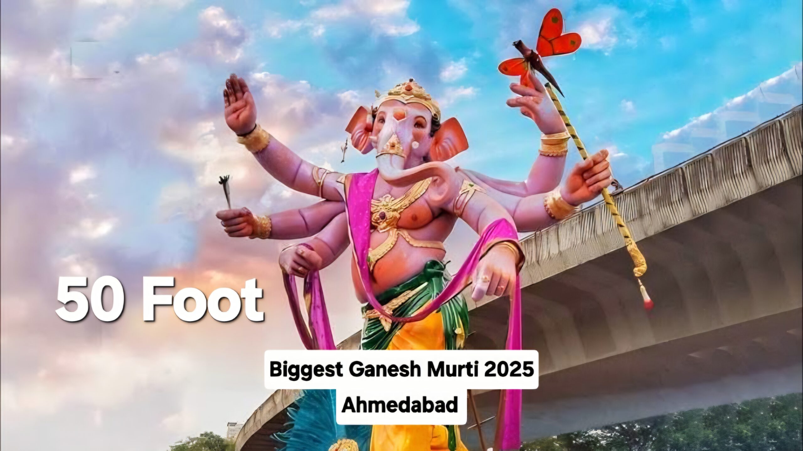 India’s Biggest Ganesh Murti Unveiled in Ahmedabad: 50-Foot Idol Becomes Devotees’ New Attraction